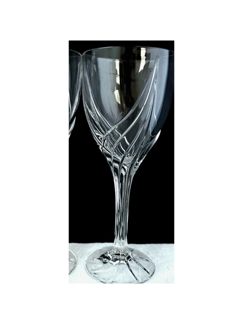 Lenox Crystal Debut Water Glasses 8.25" set-2 vertical swirl fine cut crystal - Picture 3 of 10